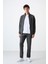 Antrasit Melanj Dik Yaka Fermuarlı Rahat Form Klasik Paça Erkek Eşofman Takımı - 85072 6