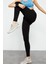 Siyah Yüksek Bel Toparlayıcı Slim Fit Dar Paça Kadın Tayt - 94011 9