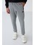Gri Melanj Fermuar Cepli Standart Kalıp Jogger Erkek Eşofman Alt - 84651 6