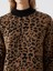 Yeni Sezon Dik Yaka Leopar Desenli Kadın Triko Tunik 3