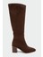 Volera Acı Kahve Süet Küt Burun Topuklu Çizme 3