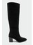 Volera Siyah Süet Küt Burun Topuklu Çizme 1