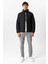 Siyah Regular Fit Dik Yaka Puffer Şişme Mont 7