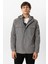 Gri Regular Fit Kapüşonlu Mont 1