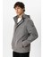 Gri Regular Fit Kapüşonlu Mont 4
