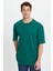 Unisex Oversize Geniş Kesim %100 Pamuk Yumuşak Dokulu Basic Bisiklet Yaka Yeşil Tişört 1