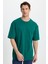 Unisex Oversize Geniş Kesim %100 Pamuk Yumuşak Dokulu Basic Bisiklet Yaka Yeşil Tişört 5
