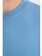 Unisex Oversize Geniş Kesim %100 Pamuk Yumuşak Dokulu Basic Bisiklet Yaka Indigo Tişört 7