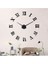 Platin Siyah 3D Büyük Boy Roma Rakamlı Ahşap Yapışkanlı Duvar Saati 48 x 48 cm 3