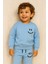 Çocuk Gülen Surat Baskılı Eşofman Takımı Mavi 2
