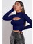 Kadın Lacivert Göğüs Dekolteli Uzun Kollu Cut Out Crop Top Bluz – Şık, Rahat ve Kolay Kombinlenebilir 7