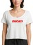 Ducati Red Logo Beyaz Kadın Tişört 1
