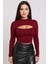 Kadın Bordo Göğüs Dekolteli Uzun Kollu Cut Out Crop Top Bluz – Şık, Rahat ve Kolay Kombinlenebilir 1
