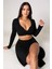 Kadın Siyah Uzun Kol Göğüs ve Göbek Dekolteli Fermuarlı Crop Top Bluz – Şık, Rahat ve Kolay Kombinlenebilir 3