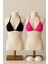 Kadın Siyah ve Fuşya Minimal Kesim Üçgen Bikini Üstü – Modern ve Şık Tasarım 2