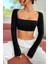 Kadın Siyah Uzun Kol Göğüs ve Sırt Dekolteli Crop Top Bluz – Şık, Rahat ve Kolay Kombinlenebilir 6