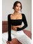 Kadın Siyah Uzun Kol Göğüs ve Sırt Dekolteli Crop Top Bluz – Şık, Rahat ve Kolay Kombinlenebilir 8