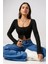 Kadın Siyah Uzun Kollu Agraflı Göğüs ve Göbek Dekolteli Crop Top Bluz – Şık, Rahat ve Kolay Kombinlenebilir 7