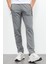 Gri Melanj Fermuar Cepli Yazı Detaylı Standart Kalıp Klasik Paça Erkek Eşofman Alt - 84744 18