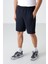 Lacivert Gizli Fermuar Arka Cepli Bağcıklı Standart Kalıp Erkek Şort - 81136 6
