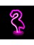 Neon Işıklı Flamingo Yazılı Masa Gece Lambası Pil ve USB 1