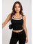Kadın Beyaz Siyah Çift Renk Çapraz Askılı Crop Top Bluz – Şık, Rahat ve Kolay Kombinlenebilir 6