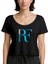 Roger F. Blue Logo Siyah Kadın Tişört 1