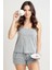 Kadın Gri Şortlu Penye Gecelik Takımı – Modern, Konforlu ve Günlük Kombinlere Uygun 3