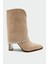 Samira Bej Süet Kadın Taş Detaylı Topuklu Bot 1