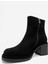 Junae Siyah Süet Hakiki Deri Kadın Kalın Topuklu Bot 4