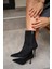 Apex Siyah Süet Sivri Burun Fermuarlı Kadın Bot 4