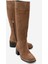 Fros Taba Süet Hakiki Deri Kadın Kalın Topuklu Çizme 1
