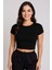 Kadın Siyah Yuvarlak Yaka Yarım Kol Crop Top Bluz – Şık, Rahat ve Kolay Kombinlenebilir 6