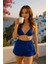 Kadın Mavi Şortlu Belden ve Boyundan Bağlamalı Bikini Takımı – Modern, Konforlu ve Günlük Kombinlere Uygun 1