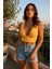 Kadın Sarı Çapraz Sırt Detaylı Şık Crop Top Büstiyer – Modern ve Şık Tasarım 3