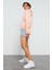 Pembe Uzun Kol Rahat Form Kapüşonlu Kadın Sweatshirt - 97115 7