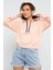 Pembe Uzun Kol Rahat Form Kapüşonlu Kadın Sweatshirt - 97115 8