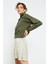 Haki Uzun Kol Rahat Form Kapüşonlu Kadın Sweatshirt - 97115 10
