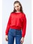 Kırmızı Basic Rahat Form O Yaka Kadın Sweatshirt - 97114 8
