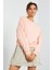 Pembe Basic Rahat Form O Yaka Kadın Sweatshirt - 97114 6