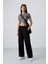 Siyah Yüksek Bel Cepli Rahat Form Geniş Paça Kadın Eşofman Alt - 94567 6