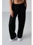 Siyah Yüksek Bel Cepli Rahat Form Geniş Paça Kadın Eşofman Alt - 94567 10