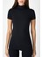 Kadın Siyah Kısa Kollu Yarım Balıkçı Yaka Modal Body 1043 2