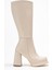 Kadın Platform Taban Çizme Bej Cilt 2