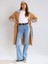 87077 Jean Detaylı Uzun Trench Karamel 3