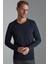 Lacivert Slim Fit Dar Kalıp Bisiklet Yaka Düz Uzun Kollu Triko 1