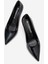 Kadın Stiletto Ayakkabı Siyah Kırışık 5