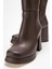 Kadın Platform Taban Çizme Kahve Cilt 3