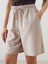 Yeni Sezon Beli Lastikli Keten Karışımlı Kadın Şort 3