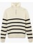 Yarım Fermuarlı Çizgili Kışlık Triko Kazak 1